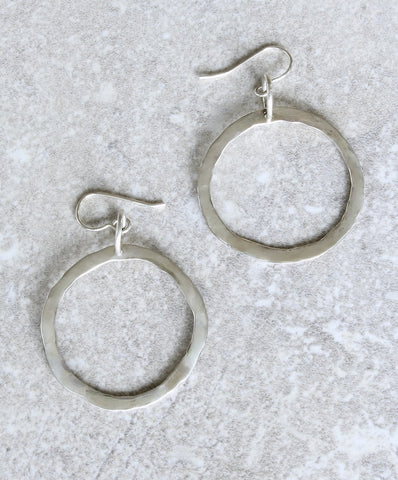 Hammered Sterling Silver Large Hoops with Sterling Earring Wires