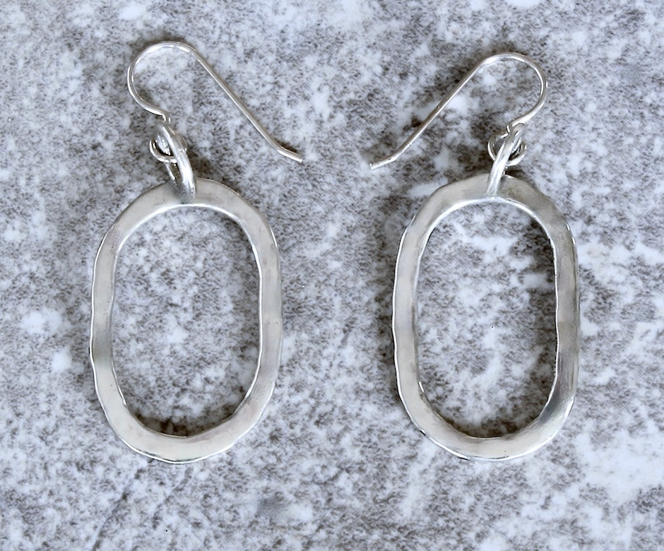 Hammered Sterling Silver Hoops with Sterling Jump Rings & Earring Wires
