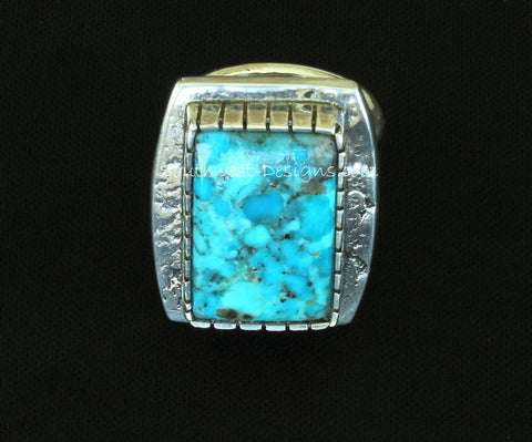 Bonita Blue Turquoise and Textured Sterling Silver Band Ring