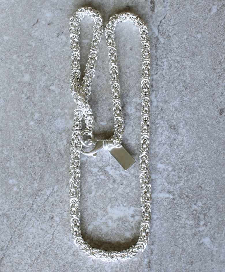 21-1/4 Inch Sterling Silver Byzantine Link Necklace