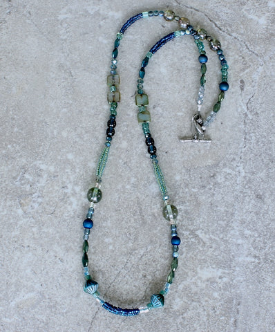24-Style Czech Glass, Indonesian Glass & Seed Bead Necklace
