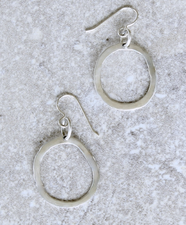 Hammered Sterling Silver Small Hoop Earrings with Sterling Jump Rings and Earring Wires