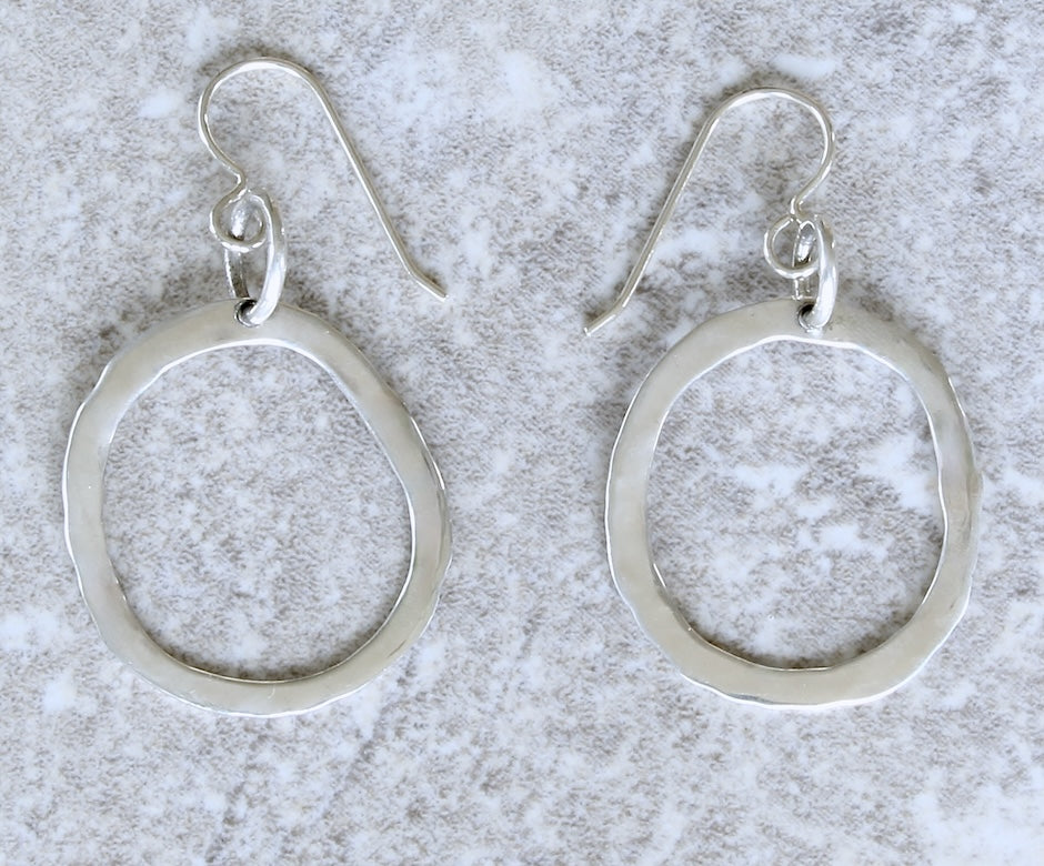 Hammered Sterling Silver Small Hoop Earrings with Sterling Jump Rings and Earring Wires