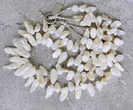 Ivory Keshi Pearl 2-Strand Necklace with Champagne-Hued Crystal Bicones and Sterling Silver Beads & Toggle Clasp