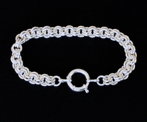 8.2mm Sterling Silver Two-By-Two Bracelet with Sterling Spring Ring Clasp