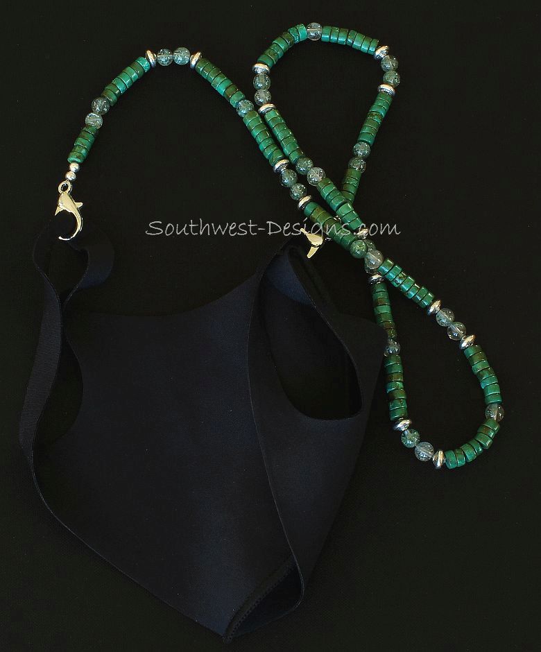 Green Turquoise Heishi with Rutilated Quartz and Sterling Silver