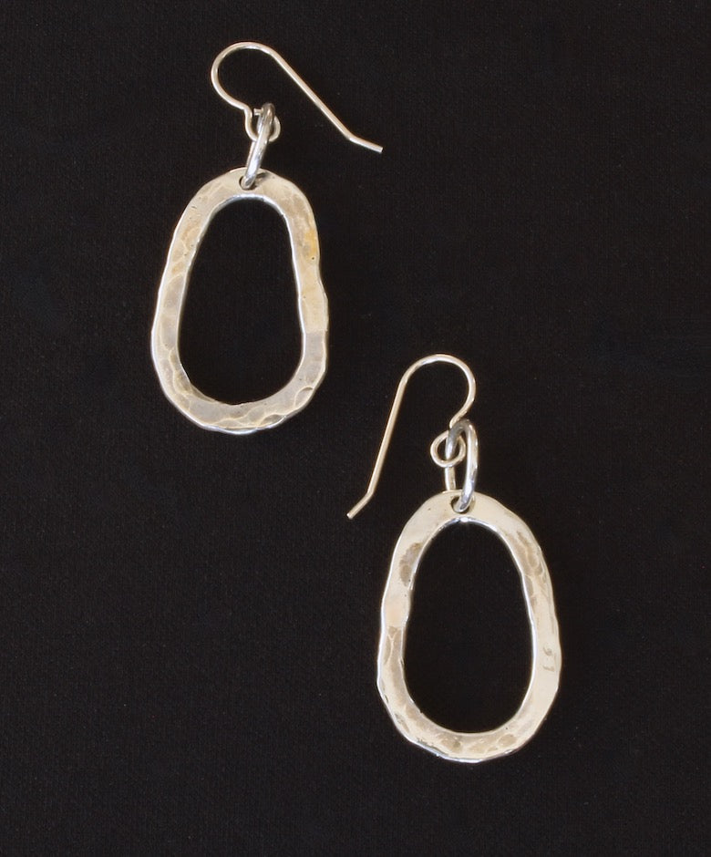 Hammered Sterling Silver Ring Earrings with Sterling Earring Wires
