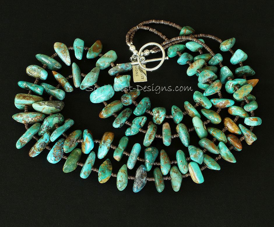 Royston Turquoise Large Nugget 2-Strand Necklace with Sterling