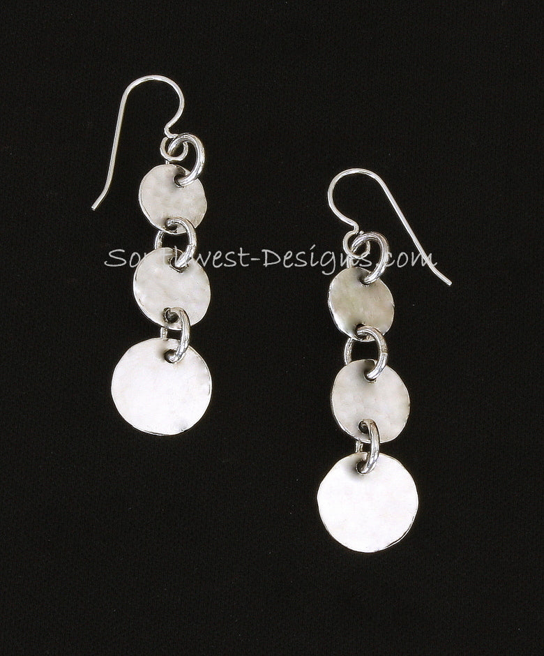 Handcrafted Sterling Silver Triple Circle Earrings with Sterling Silver Rings & Earring Wire